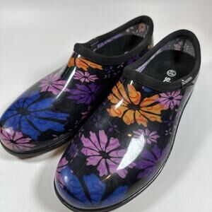 Sloggers Shoes Womens 10 Flower Power Black/Multi Waterproof Garden Clog NEW!